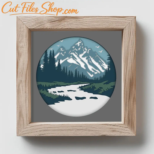 Multilayer Mountains SVG for Cricut, Silhouette, DXF Laser Cut, Papercut Template, DIY Home Decor, 3D Shadow Box SVG Download Now