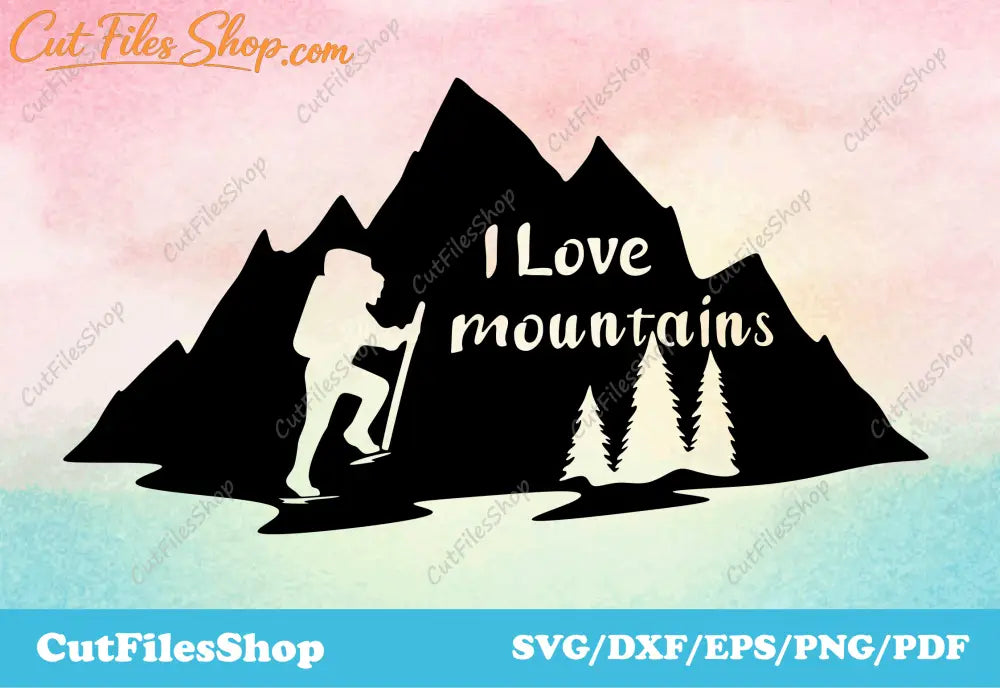 Dxf for CNC laser cutting, Files for cnc plasma, t-shirt designs, mountains for shirt, mountains for cricut, dxf images