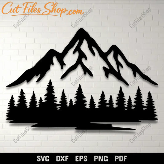 Pine forest with hills DXF design