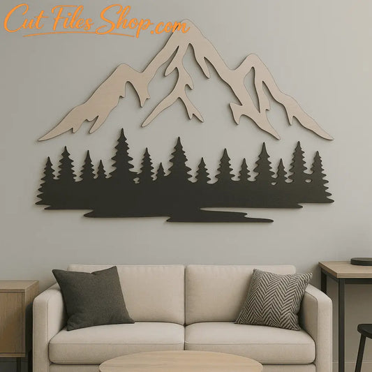 Mountain landscape SVG file for laser cutting