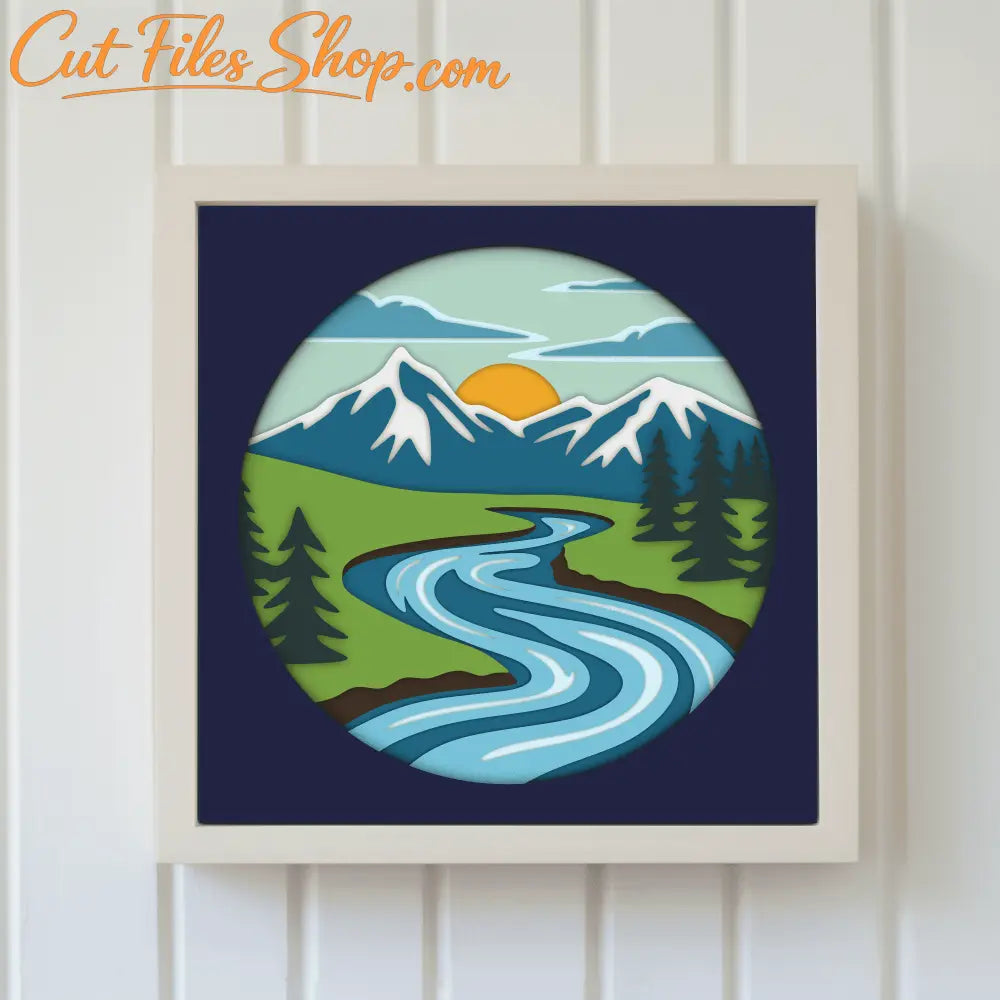 Mountains Layered Svg for Cricut, 3D shadow Box, dxf for laser cut, Silhouette, Multilayer cutting files