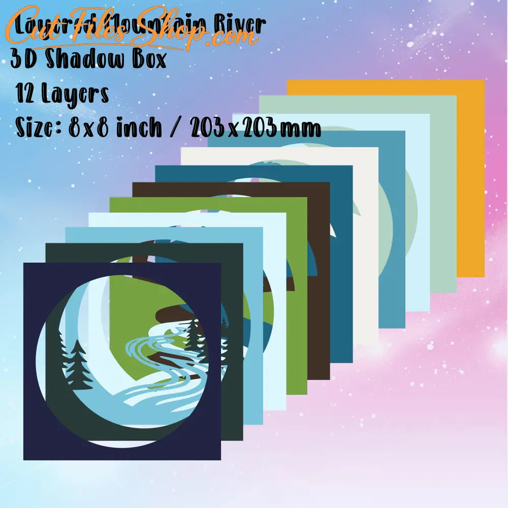 Mountains Layered Svg for Cricut, 3D shadow Box, dxf for laser cut, Silhouette, Multilayer cutting files