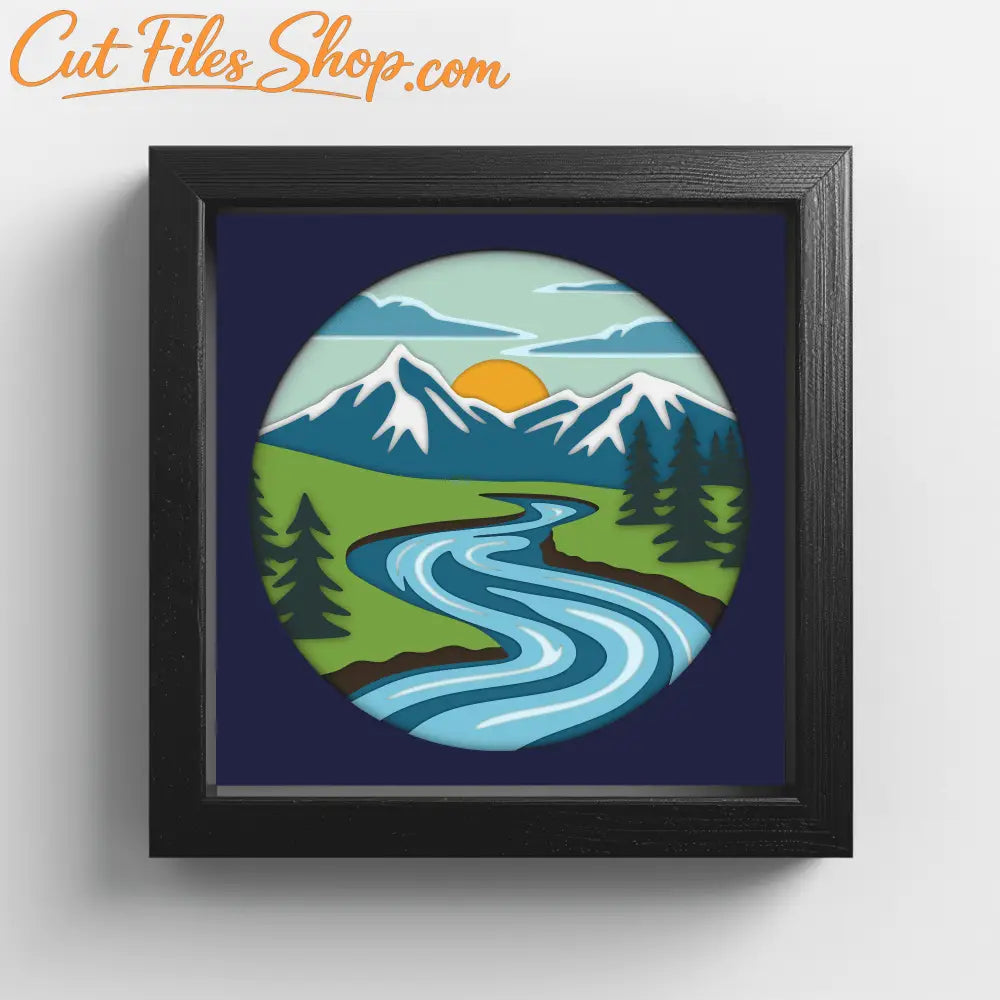 Mountains Layered Svg for Cricut, 3D shadow Box, dxf for laser cut, Silhouette, Multilayer cutting files
