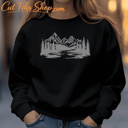 SVG Mountains Scene for Cricut, CNC Plasma Cutting, Sublimation Design
