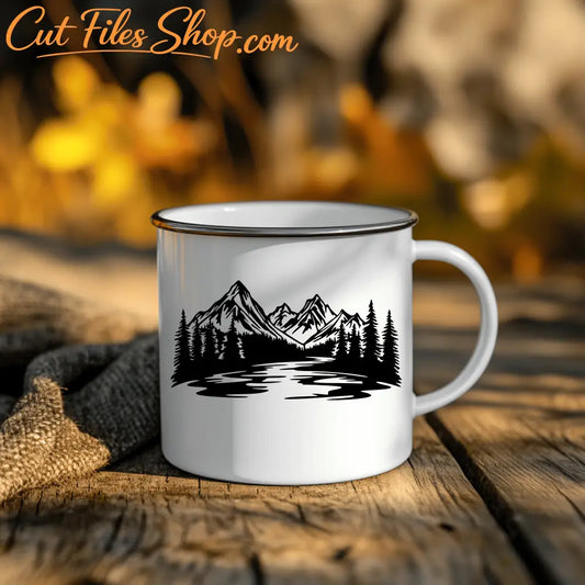 Mountains Design DXF for CNC Laser Cutting, SVG for Wall Decals & Cars
