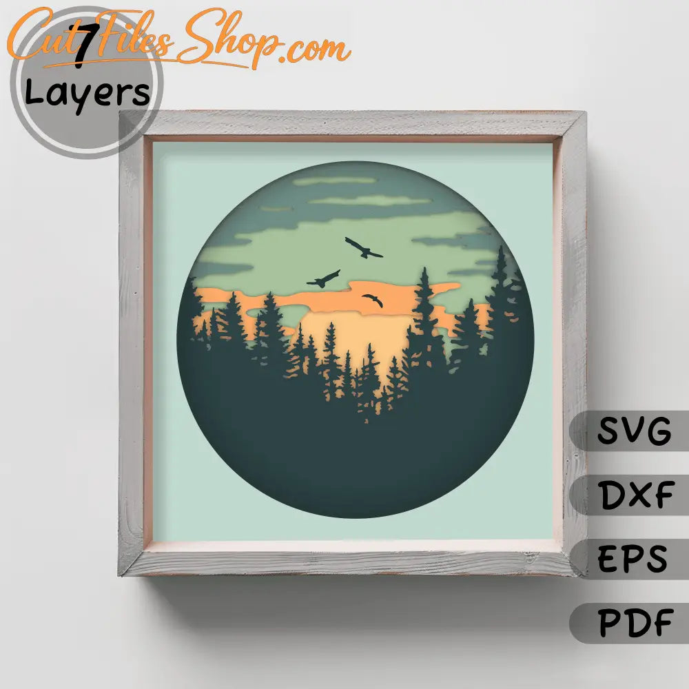 Multilayer 3D Shadow Box Svg, Forest Scene Papercut Template, Cricut Svg, Silhouette Dxf, Paper Craft, unigue birthday gift DIY