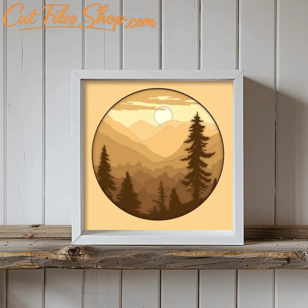 Mountains Paper Cutting SVG Templates: Create 3D Art & Shadow Boxes