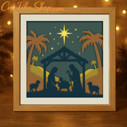 Nativity 3D shadow box SVG DXF PDF EPS layered template Holy Family