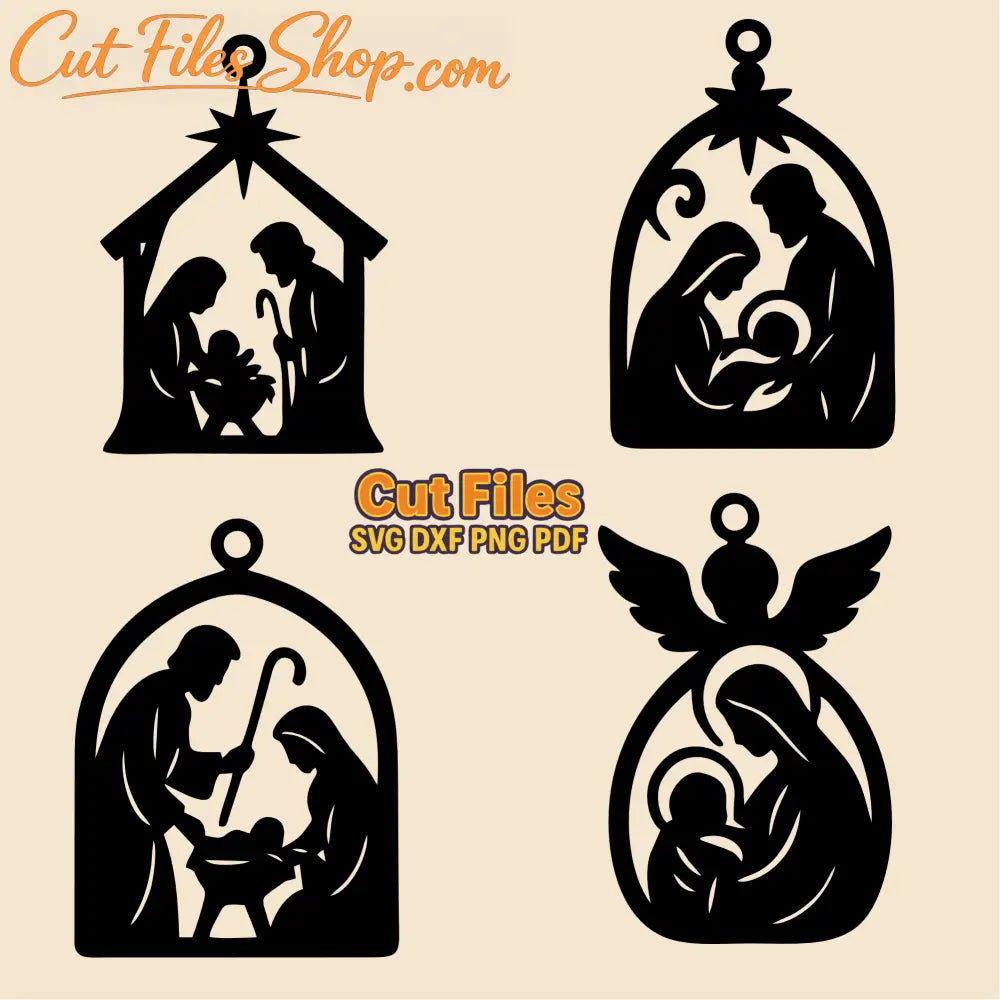Holy family ornament shapes for laser and CNC cutting
