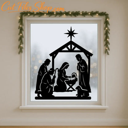 Laser-cut Christmas nativity silhouettes for Cricut and Glowforge