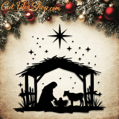 Nativity SVG for Cricut & Silhouette, DXF for Laser Cut, DIY Christmas Decoration, Baby Jesus, Virgin Mary, Holy Family Vector