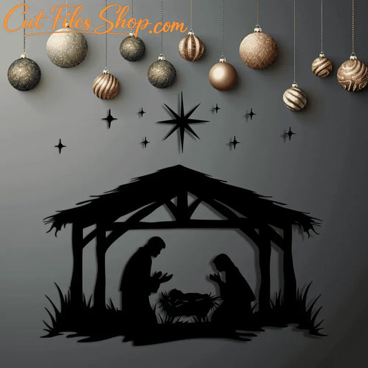 Nativity Scene SVG & DXF, Laser Cut Files for CNC, Cricut & Silhouette, DIY Christmas Decor, Virgin Mary Clipart, Holy Night DXF for laser