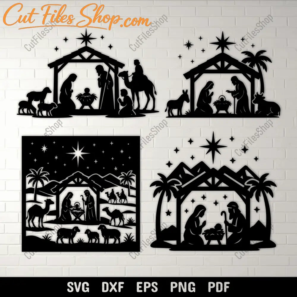 Nativity scene SVG DXF bundle for Cricut and Silhouette cutting
