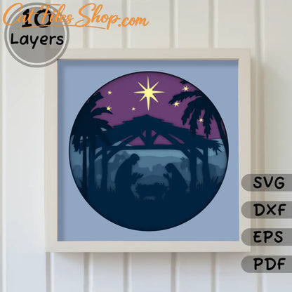 Nativity Shadow Box, 3D Layered Christmas Svg for Cricut, Multilayer Svg for Silhouette, Christmas Gift DIY, Paper 3D Art