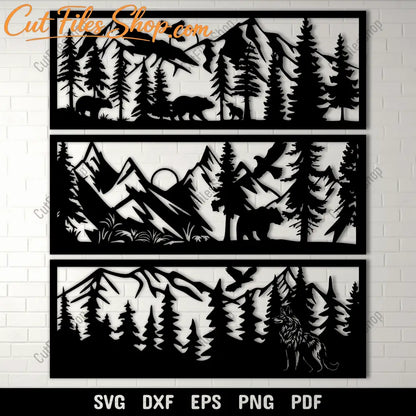 Bear Nature Panels DXF for CNC, Laser, and Plasma Cutting Projects