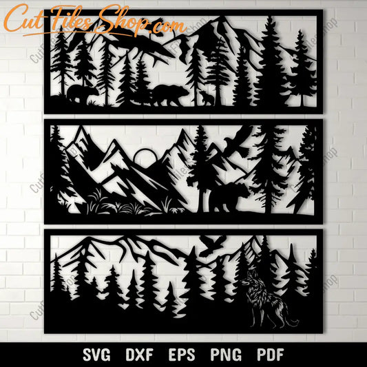 Bear Nature Panels DXF for CNC, Laser, and Plasma Cutting Projects