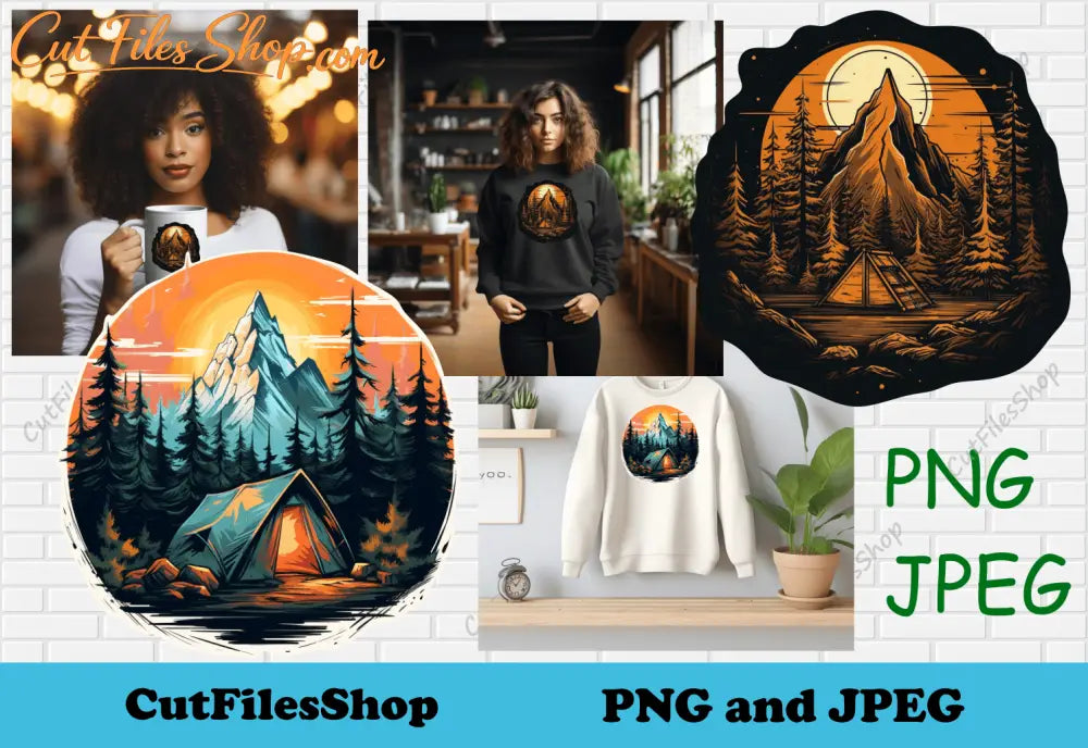 Nature png transparent for T shirt design, png art for sublimation, mountains art for sticker, sublimation art, forest t shirt design, nature tshirt design, camping art png, camping for sublimation