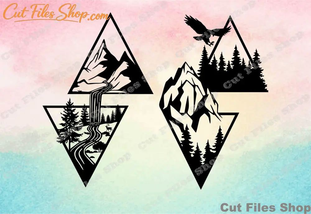 Nature scene, Landscapes, vector images, cnc files, svg cut files - Cut files shop