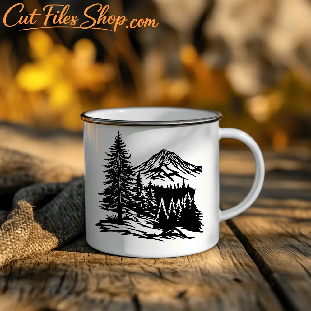 Mountains SVG & Nature DXF for DIY Wall Art and Sublimation Designs, DIY Camping mug