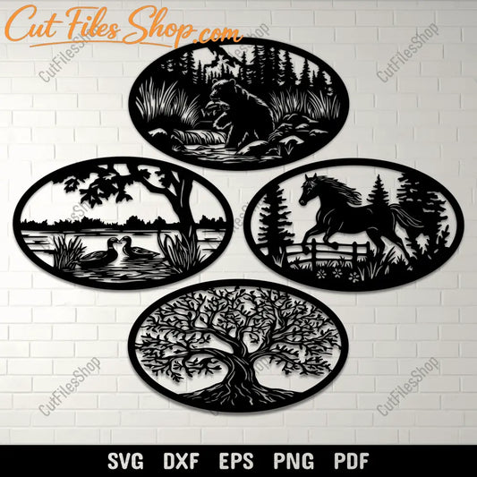 Nature scene SVG with trees and mountains