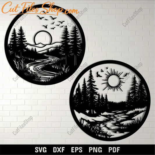 Nature Scenes SVG for Cricut, Vinyl Cutting, and Silhouette Projects