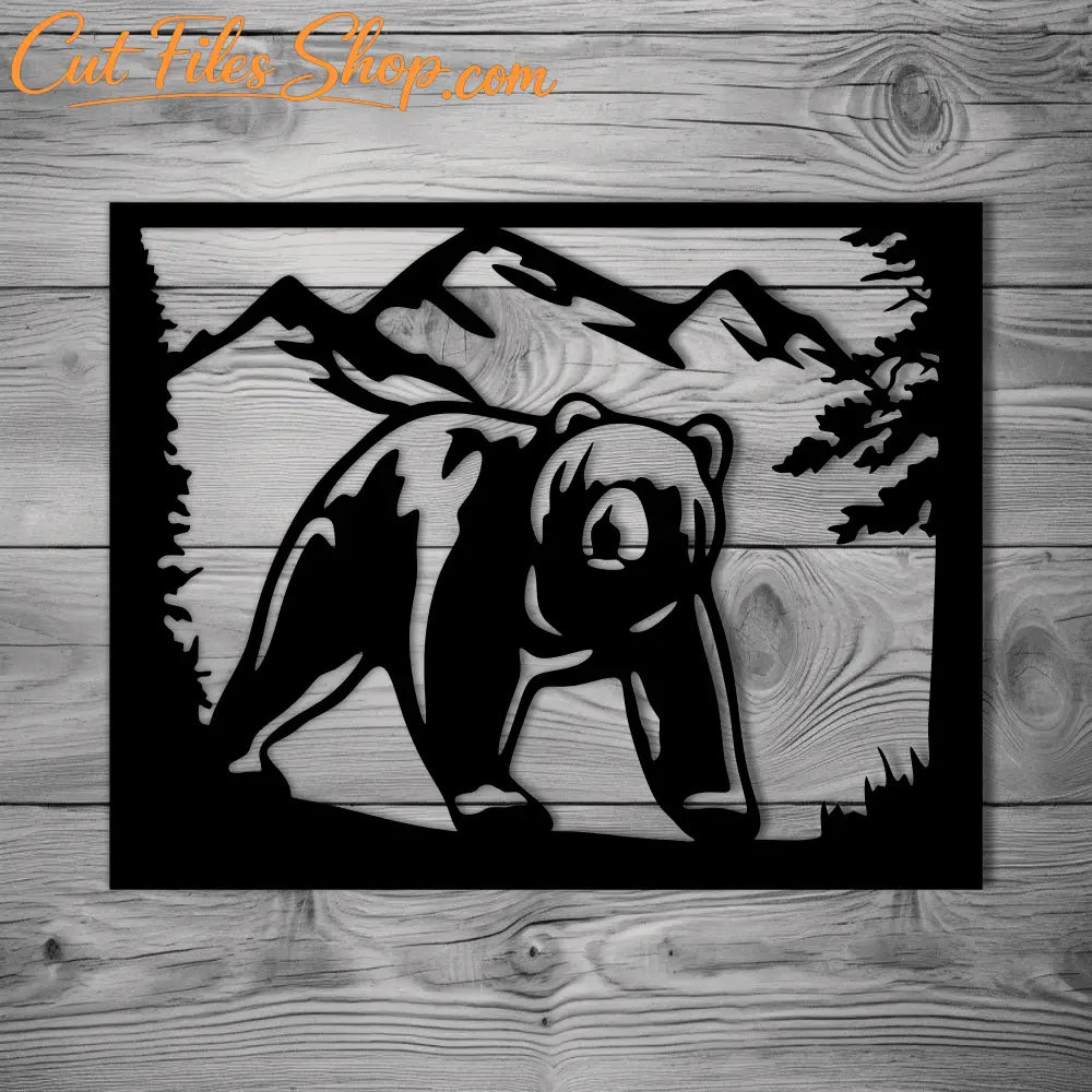 Bear Panel Vector Cut Files in DXF for CNC & laser cutting, SVG for Cricut & vinyl crafts.