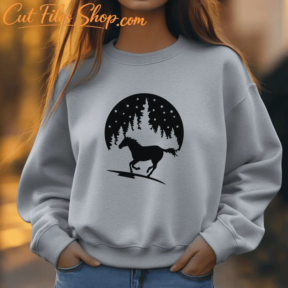 Wild Horse SVG, DXF for CNC & Laser, Vinyl Cutting Files, Sublimation T-shirt design