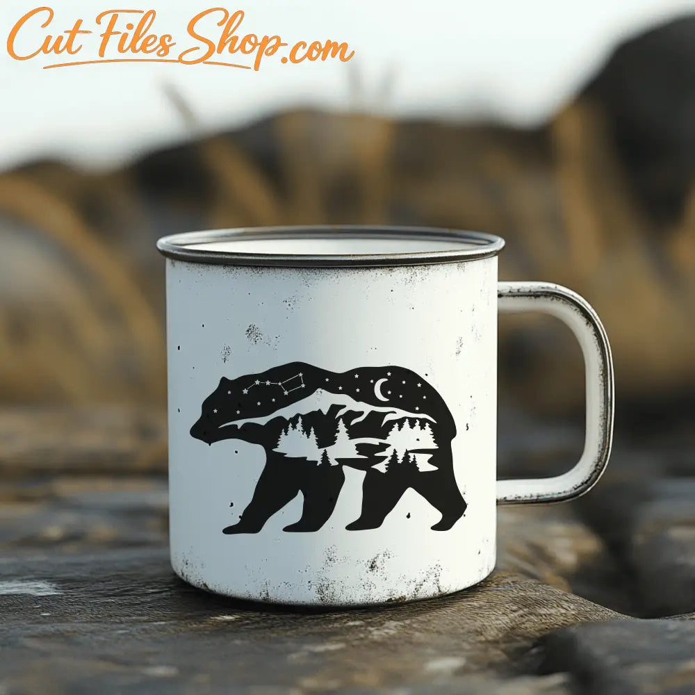 Bear with forest Vector Cut Files, SVG for Cricut, DXF for CNC & Laser Cutting
