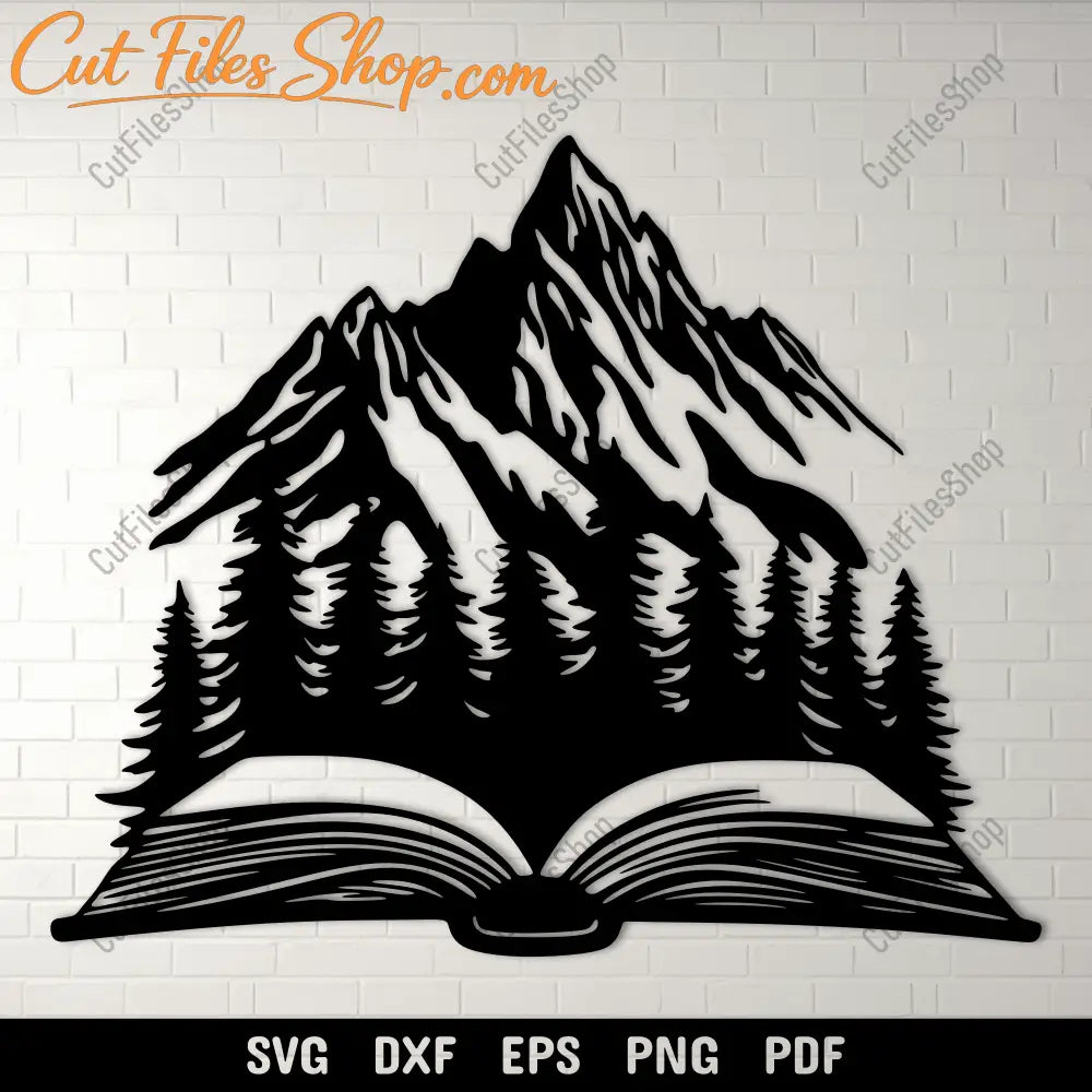 Nature with Open Book SVG, Cricut & Silhouette Cutting Files, DXF for CNC