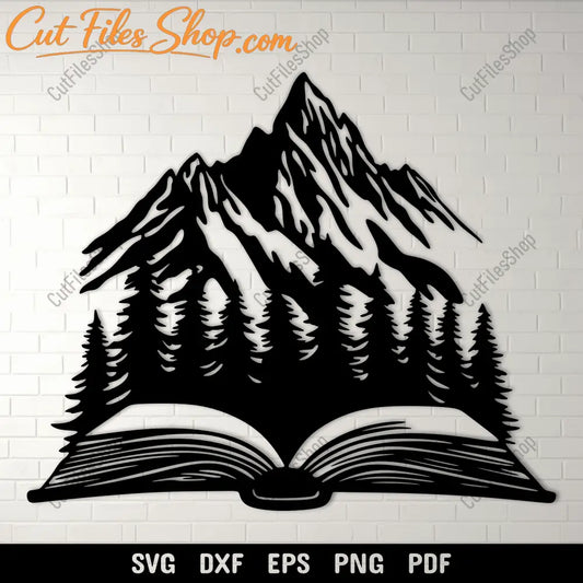 Nature with Open Book SVG, Cricut & Silhouette Cutting Files, DXF for CNC