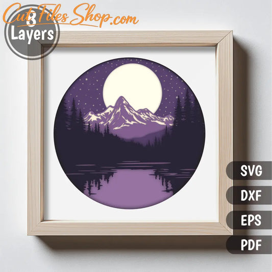 Multilayer Night Forest SVG Template for DIY Home Decor