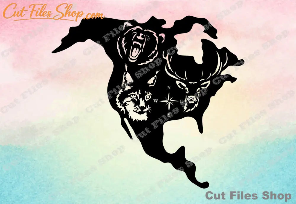 North America svg, files for cricut, dxf cutting, laser cut wall art, plasma dxf files, dxf for cnc
