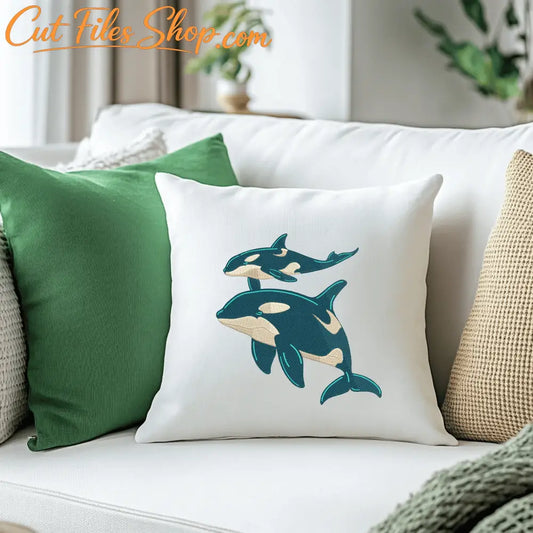 killer whale embroidery design pattern