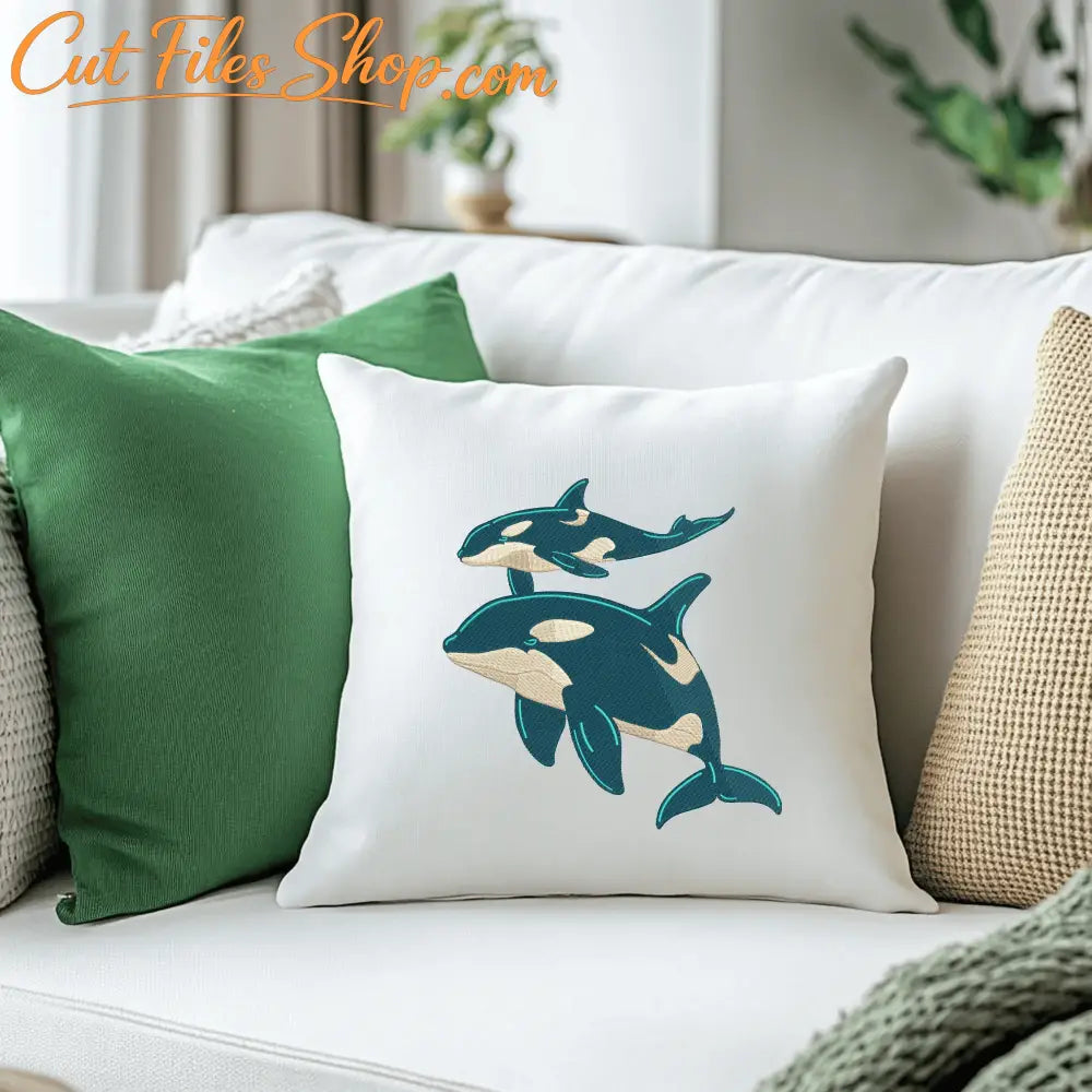 killer whale embroidery design pattern