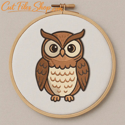 Boho owl embroidery file in JEF, EXP formats