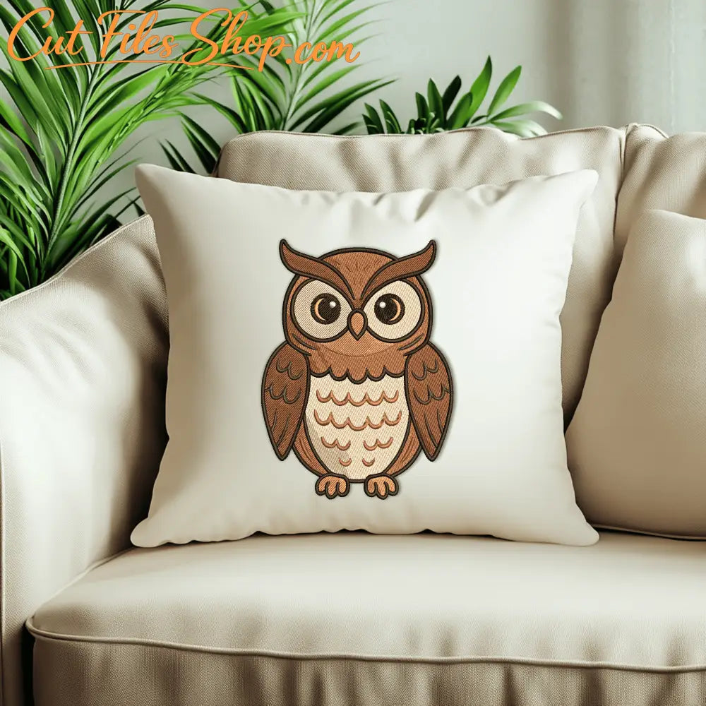 Night owl embroidery pattern for machine stitching