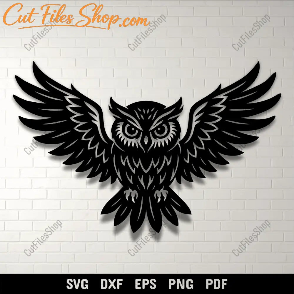 Owl silhouette with spread wings SVG design