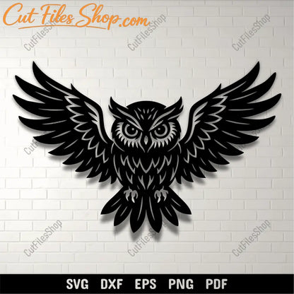 Owl silhouette with spread wings SVG design