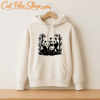 Panda sitting in bamboo forest SVG