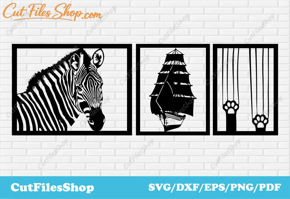 Panels dxf files for plasma cutting, ship dxf file, zebra dxf file, files for cnc laser, files for cnc, dxf cut files, panels dxf files, cnc panels for laser cut, panels cnc files