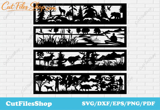 Panels dxf for plasma cutting, dxf screen for laser cut, railing dxf cut files, animals panels dxf, hunting panels dxf, fishing panels dxf, cnc designs, deer screen dxf for laser, bear panel cnc for plasma, wolf panels dxf, railing animals dxf, wildlife panels dxf