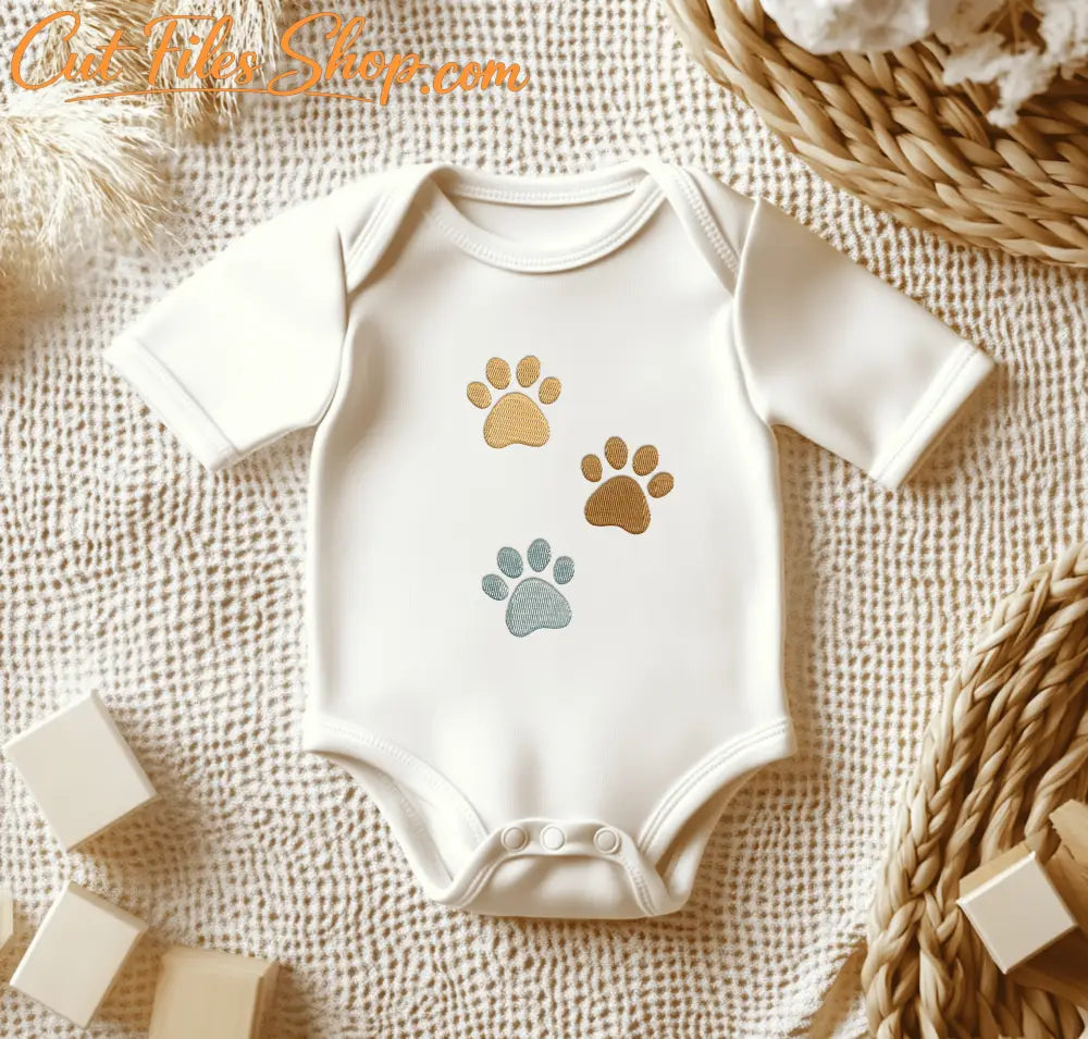 Dog and cat paw embroidery design for hoodies, kids’ clothes, and tote bags