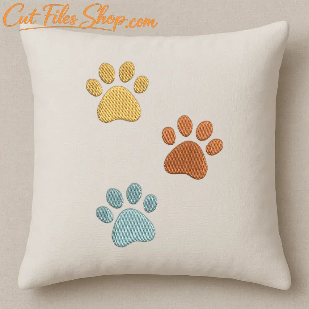 Cute paw embroidery pattern for pet accessories and home projects