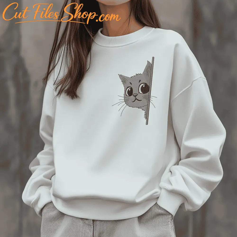 Cute embroidery of a cat for tote bags