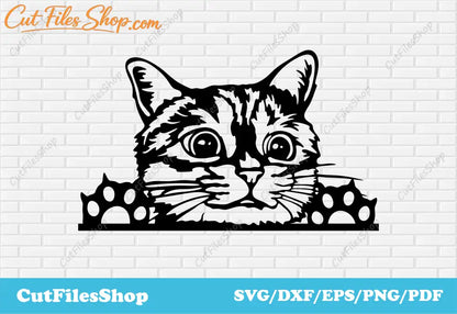 Peeking cat svg, Peeking cat dxf, pets dxf vector images, cat dxf file, cat svg, cute cat dxf files, png designs, t-shirt svg designs