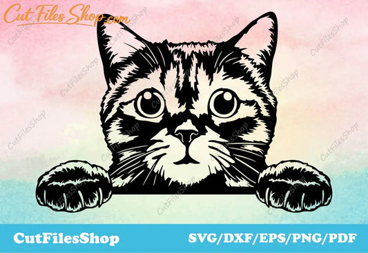Peeking cat svg for cricut, cute pets for laser cutting, t-shirt graphics, Svg for vinyl cutting