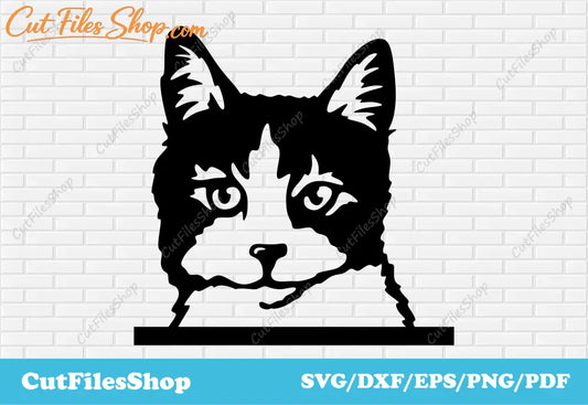 Peeking cat svg for cricut, Dxf for decor making, CNC cutting wood, Dxf for Laser Cut, cat svg for cricut, free vector animals, free cricut files, free cut files, free download dxf files, pets dxf files, cute cats svg, funny cat svg, cat for cricut, cat svg for shirts, free dxf animals