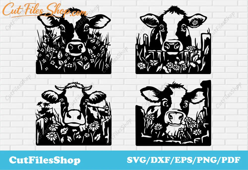 Peeking cute cows svg cut files for cricut, dxf cows for laser cut, cow png for sublimation, cow in flowers svg, cow in grass svg, cow dxf for decor making, farm scene dxf, cow for laser, cute cows for cricut, cows png files