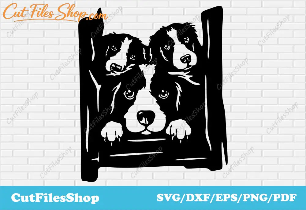 Peeking dogs SVG, Pets Cutting files, DXF files For Laser Cut, Png for Sublimation, Cute Animals svg, t-shirt design, free svg files, download dxf files, vector graphics, png for web design, collie dogs svg, peeking animals dxf