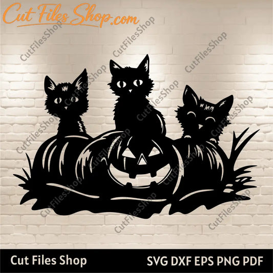 Peeking Halloween Cats SVG & DXF for CNC, Cricut & Silhouette Cut Files, PNG for T-Shirt Design